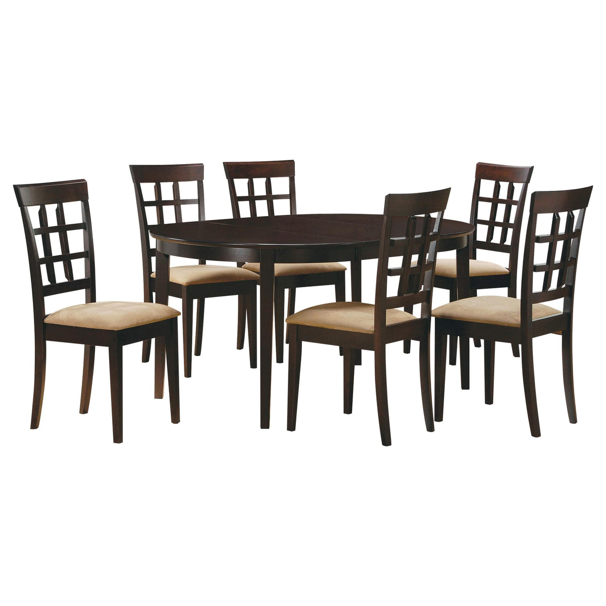 Juego de mesa de comedor Gabriel de 7 piezas con hojas extensibles, color capuchino