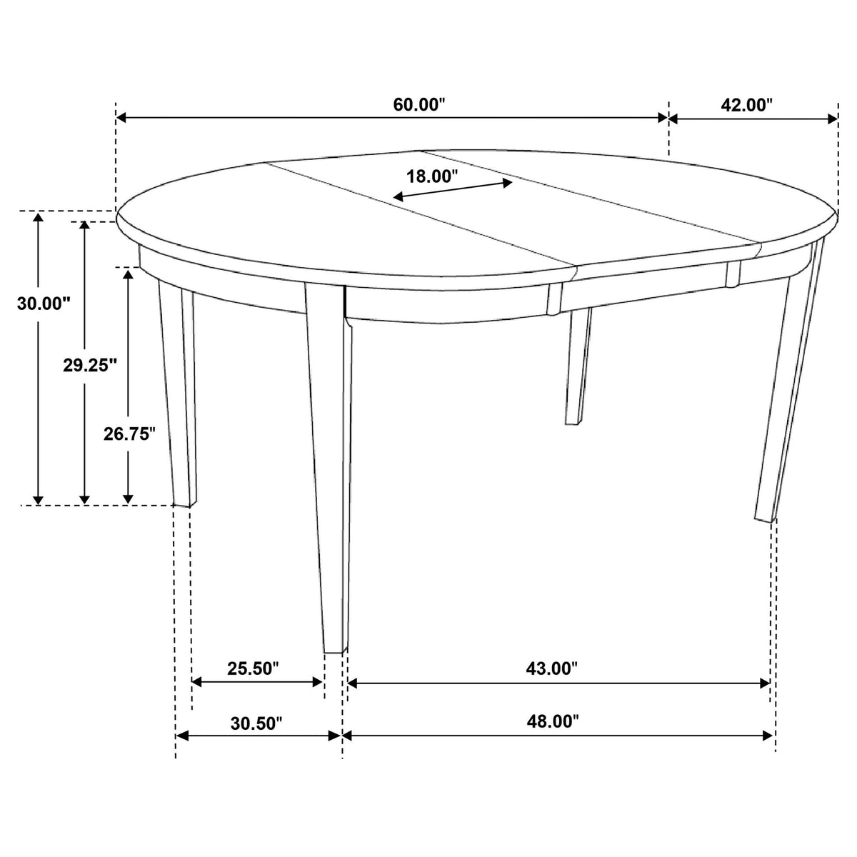 Gabriel Oval 60-inch Extension Leaf Dining Table Cappuccino