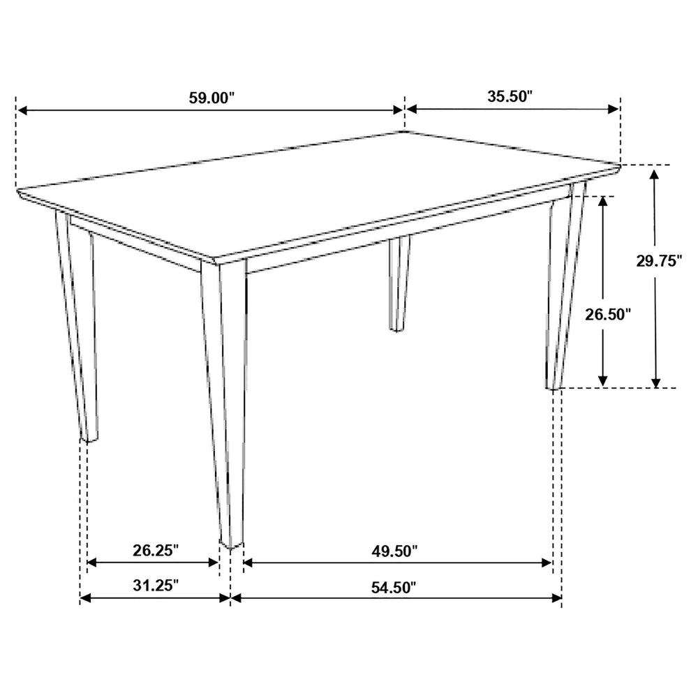 Juego de comedor rectangular Gabriel de 5 piezas de 59 pulgadas, color capuchino