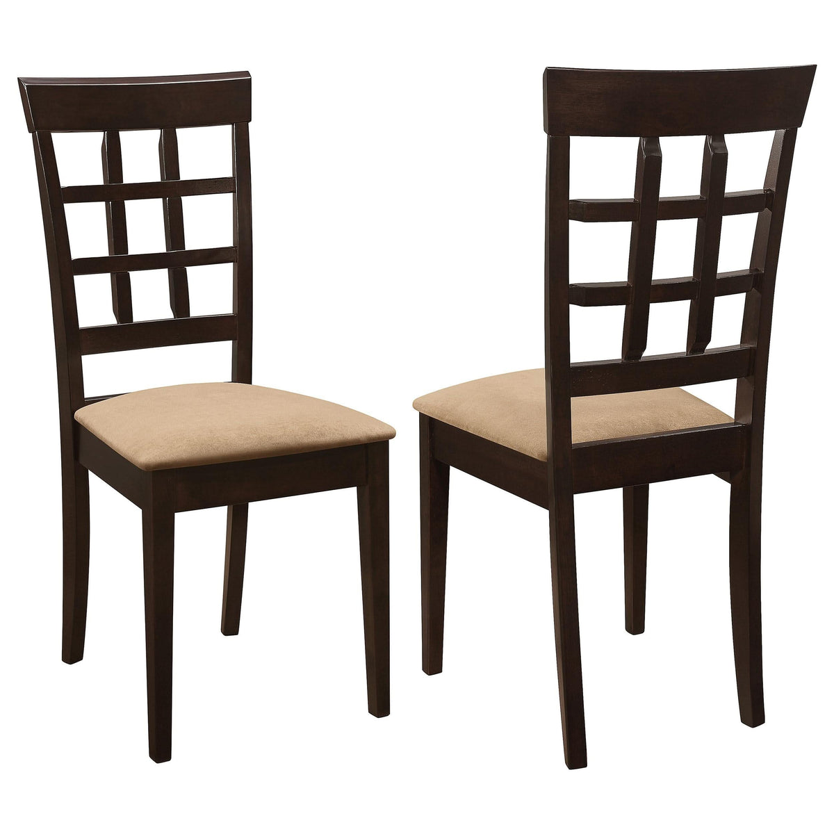 Silla de comedor Gabriel con respaldo enrejado, color capuchino (juego de 2)