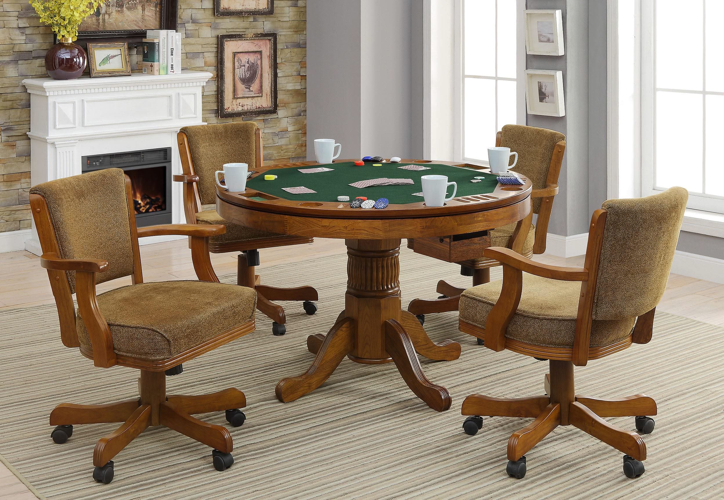 Juego de mesa de comedor y juego 3 en 1 Mitchell de 5 piezas, color ámbar