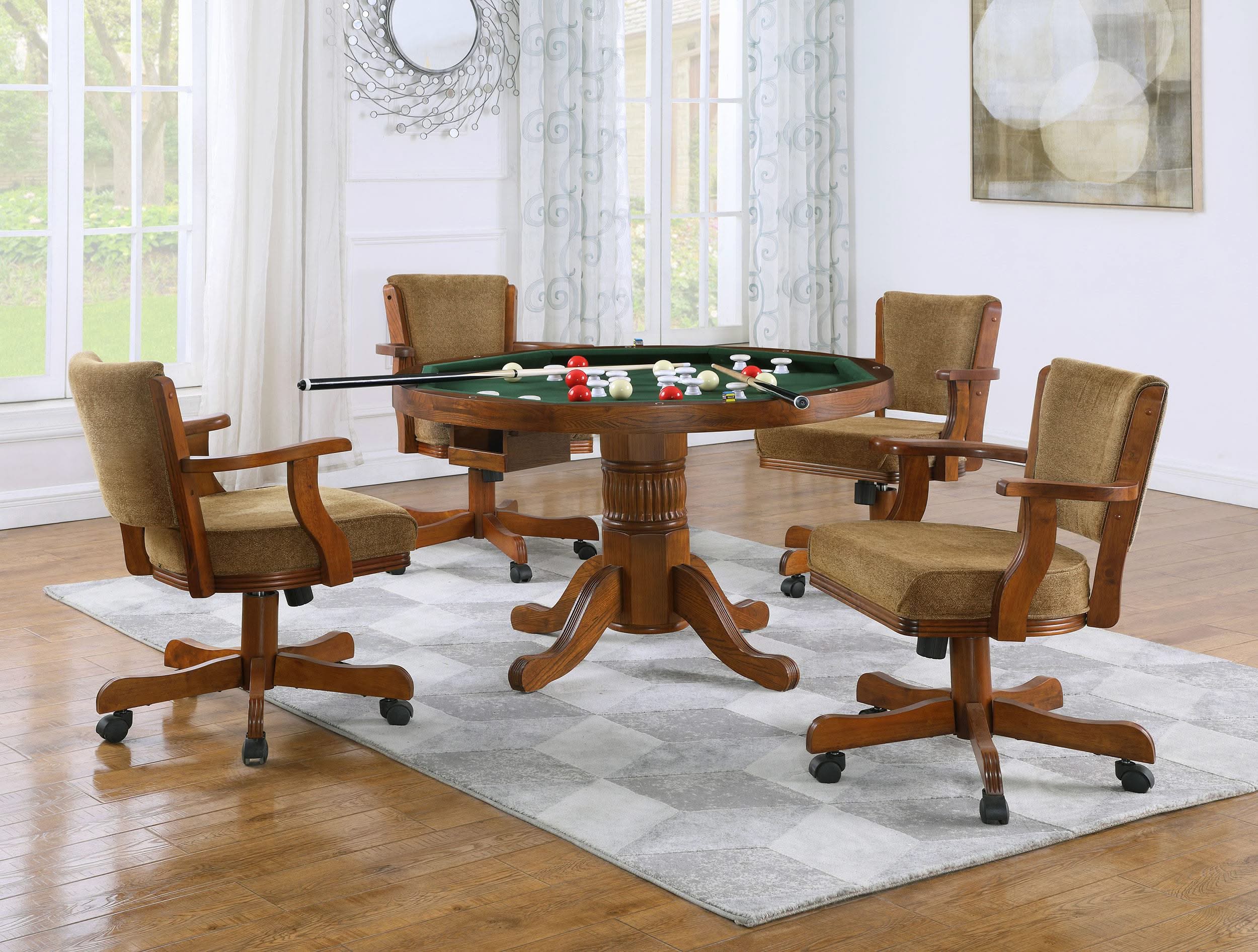 Juego de mesa de comedor y juego 3 en 1 Mitchell de 5 piezas, color ámbar