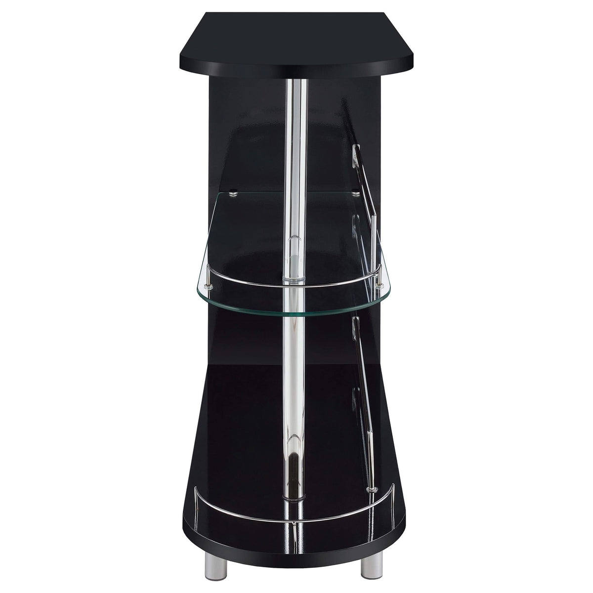 Mesa de bar rectangular Adolfo de 2 niveles para el hogar, color negro brillante