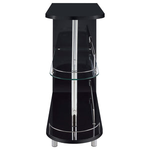 Mesa de bar rectangular Adolfo de 2 niveles para el hogar, color negro brillante