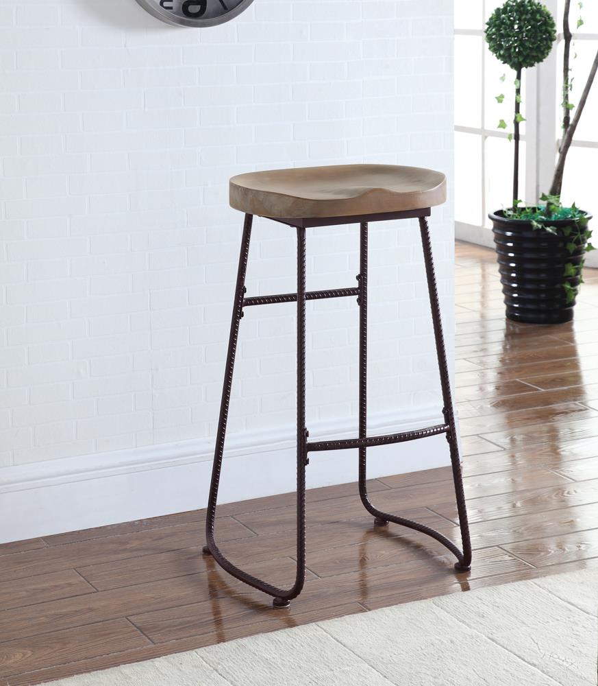 Backless Bar Stool Driftwood and Dark Bronze
