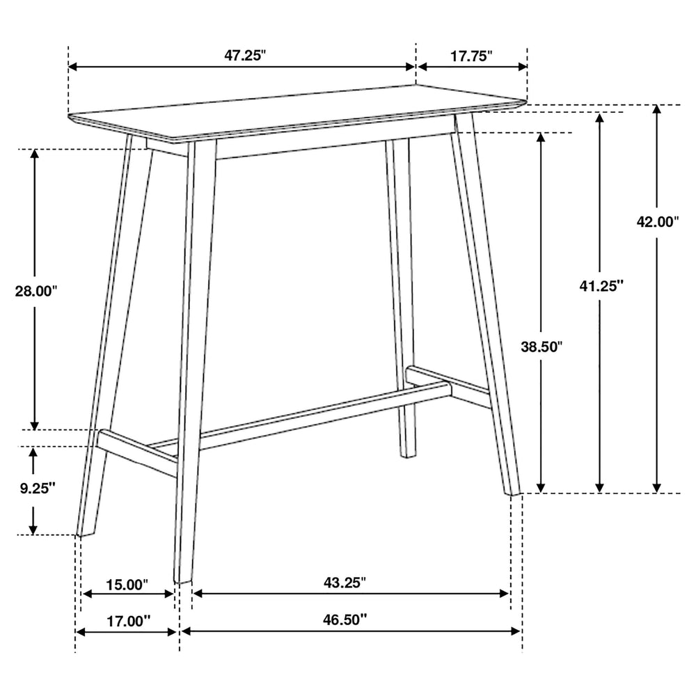 Mesa de bar rectangular Finnick de 47 pulgadas de altura de pub en nogal