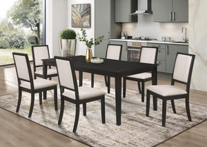 Juego de comedor Louise de 7 piezas con hojas extensibles rectangulares, color negro