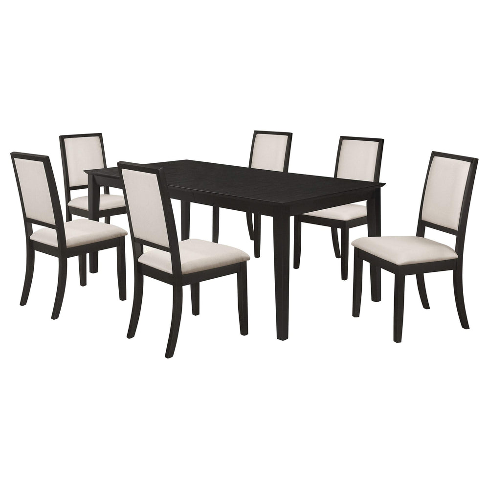 Juego de comedor Louise de 7 piezas con hojas extensibles rectangulares, color negro