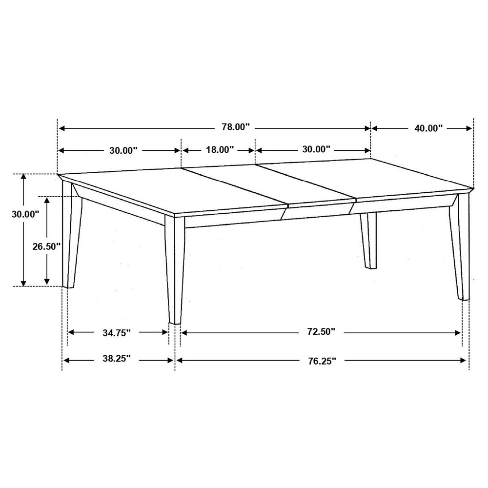 Mesa de comedor rectangular Louise de 78 pulgadas con hojas extensibles, color negro