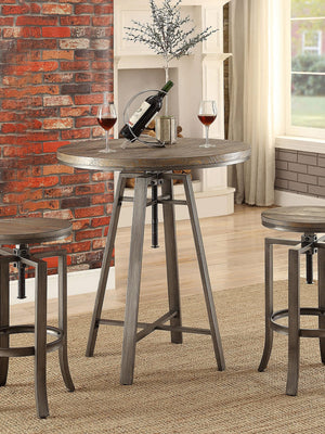 Mesa de bar ajustable redonda Bartlett de 32 pulgadas, color nuez moscada cepillada