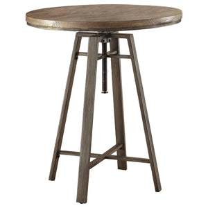 Mesa de bar ajustable redonda Bartlett de 32 pulgadas, color nuez moscada cepillada