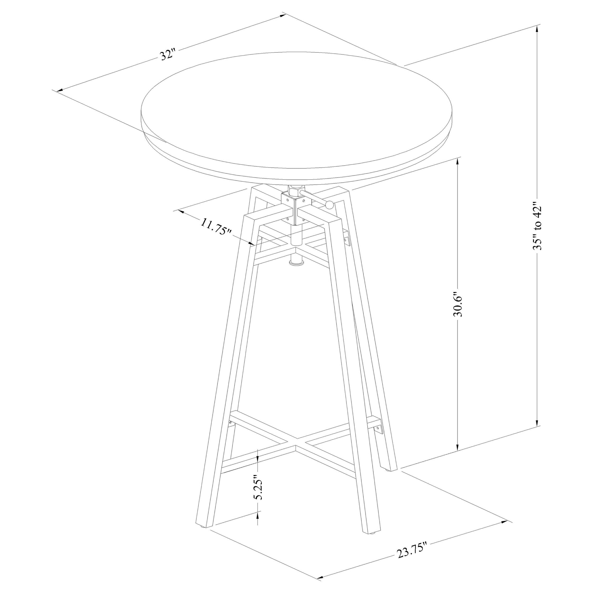 Bartlett Round 32-inch Adjustable Bar Table Brushed Nutmeg