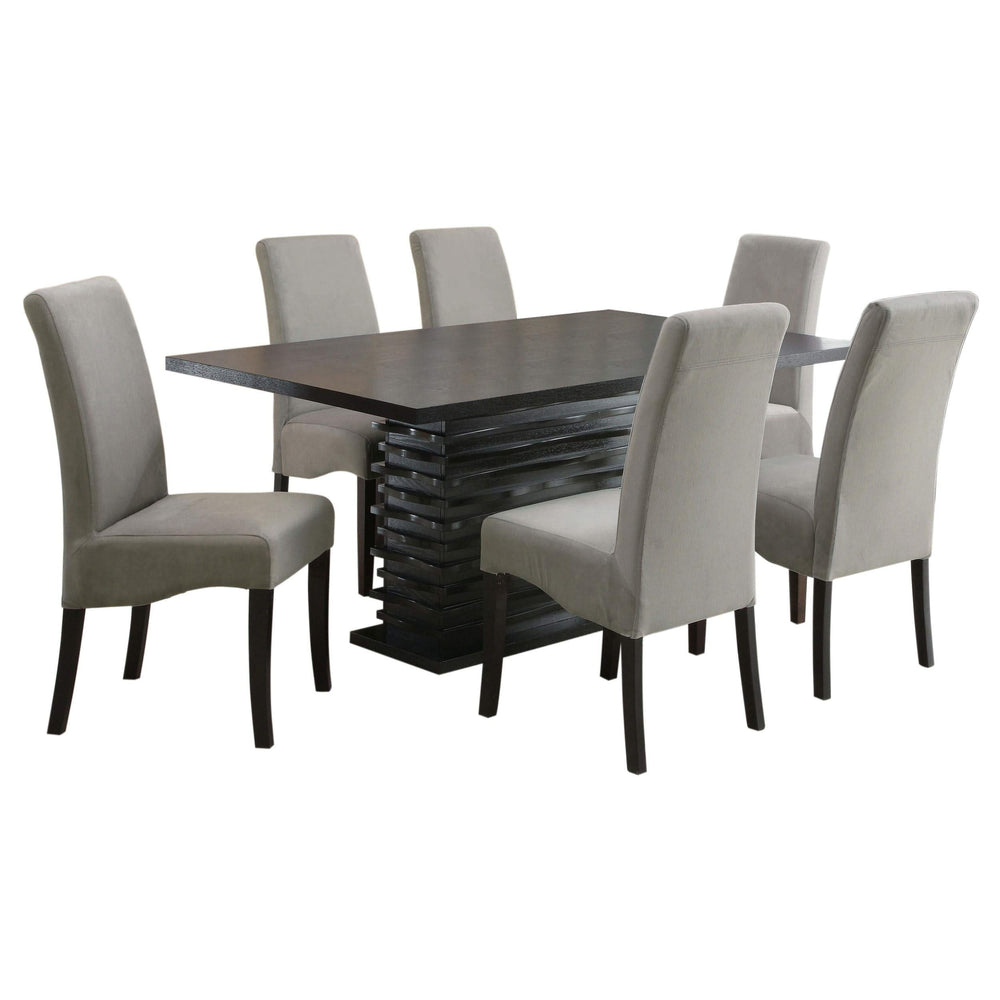 Juego de mesa de comedor rectangular Stanton de 7 piezas, gris