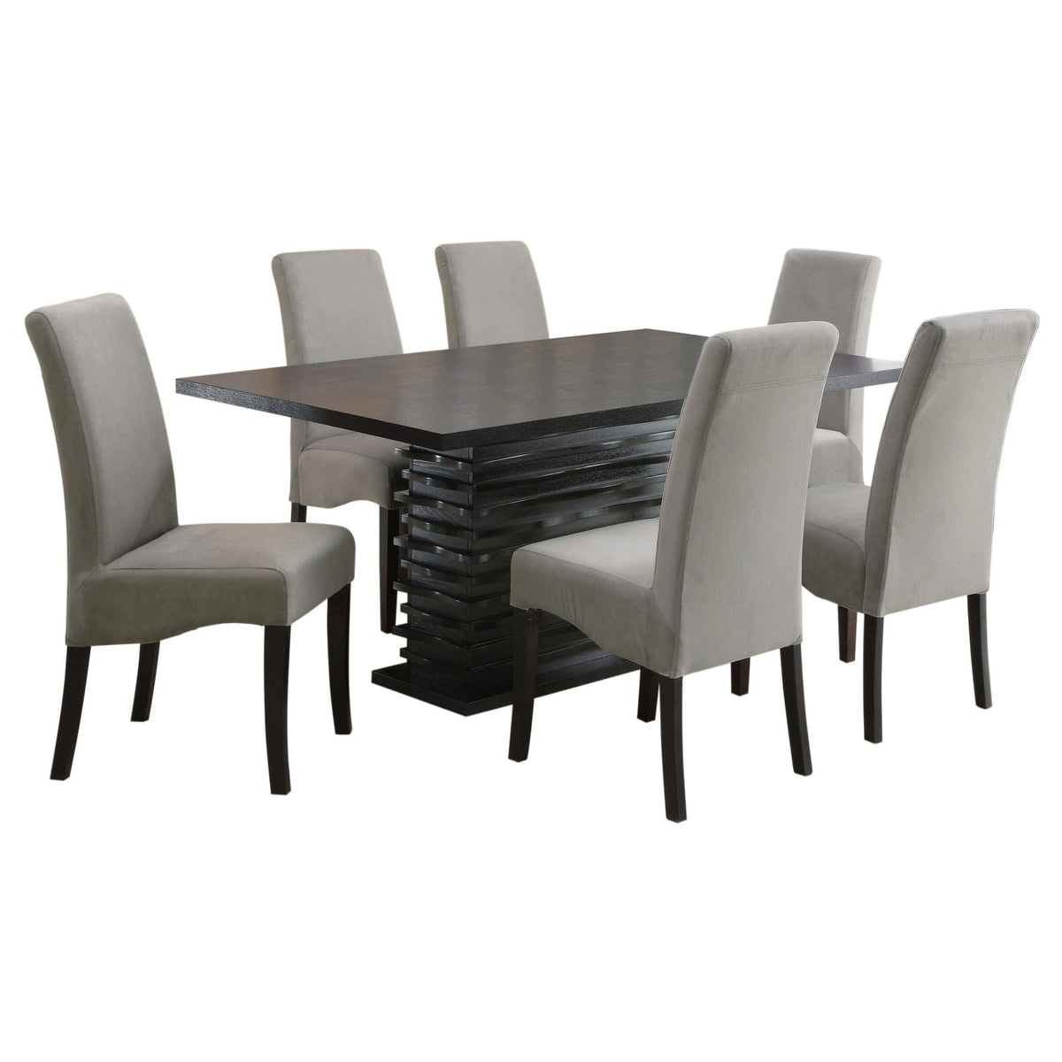 Juego de mesa de comedor rectangular Stanton de 7 piezas, gris