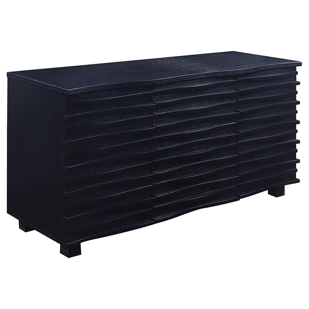 Aparador tipo buffet Stanton de 3 cajones, color negro