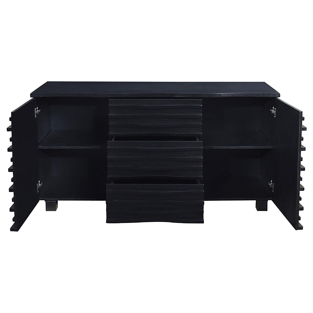 Aparador tipo buffet Stanton de 3 cajones, color negro