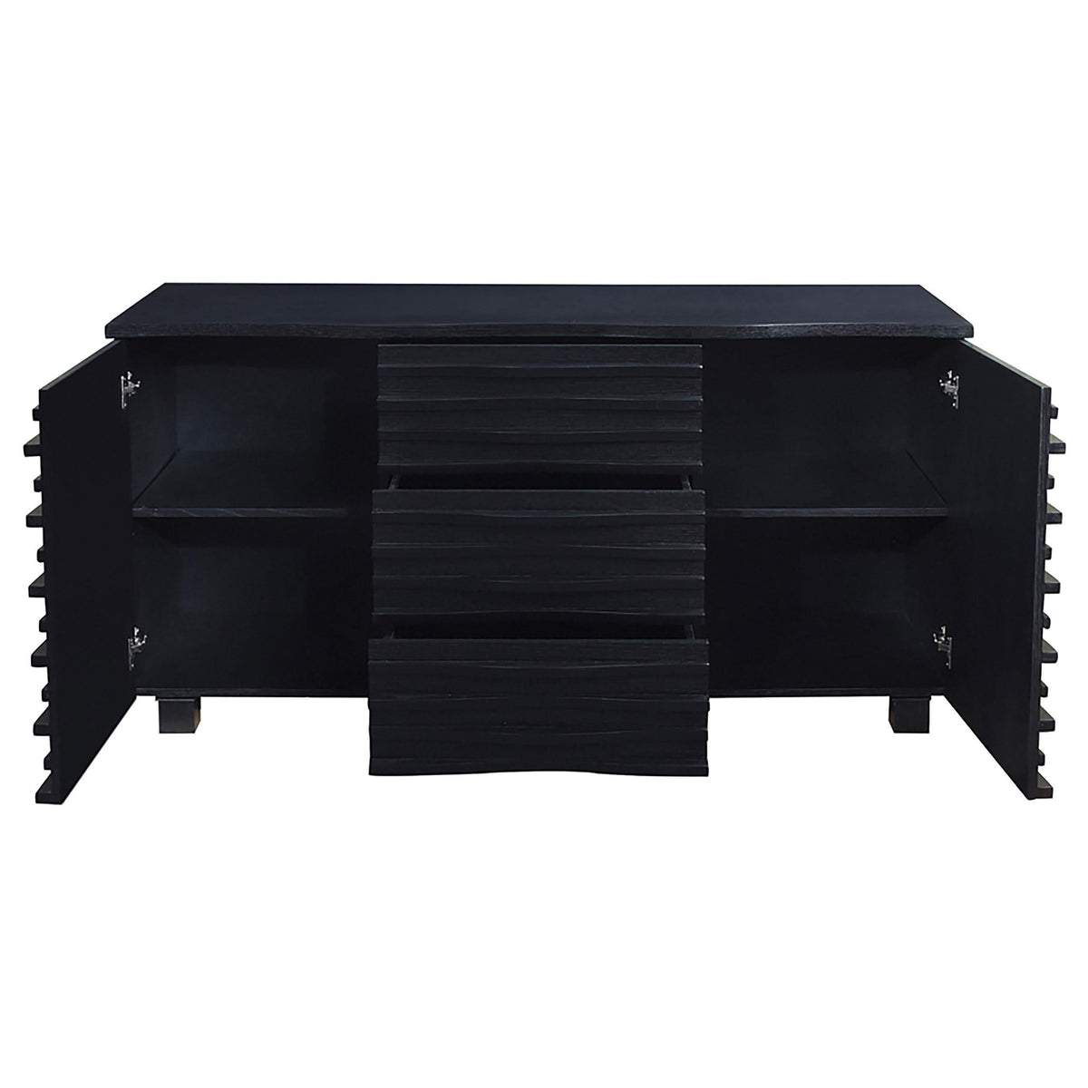 Aparador tipo buffet Stanton de 3 cajones, color negro