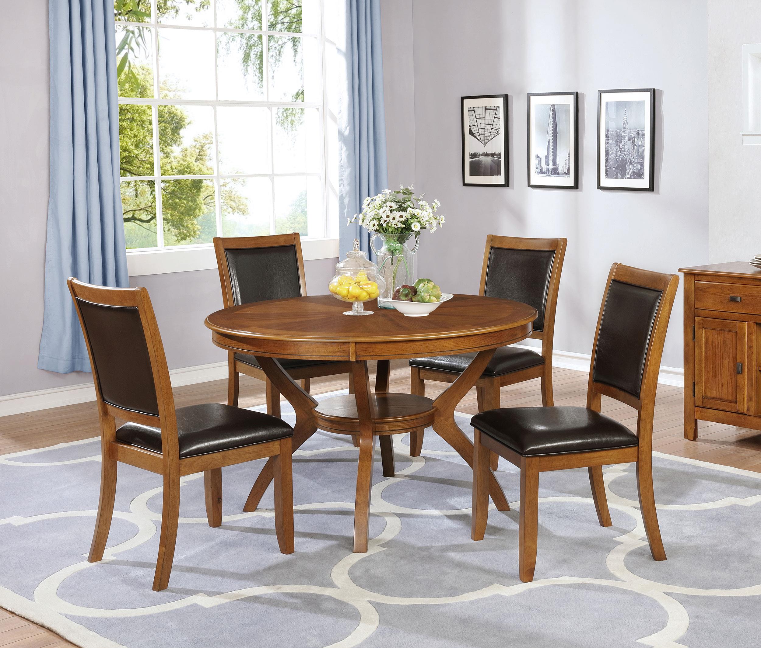 Nelms 5-piece Round Dining Room Set Brown
