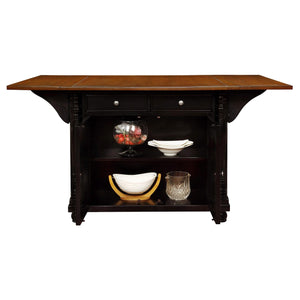 Mesa de cocina Slater con dos cajones y hojas abatibles, color negro