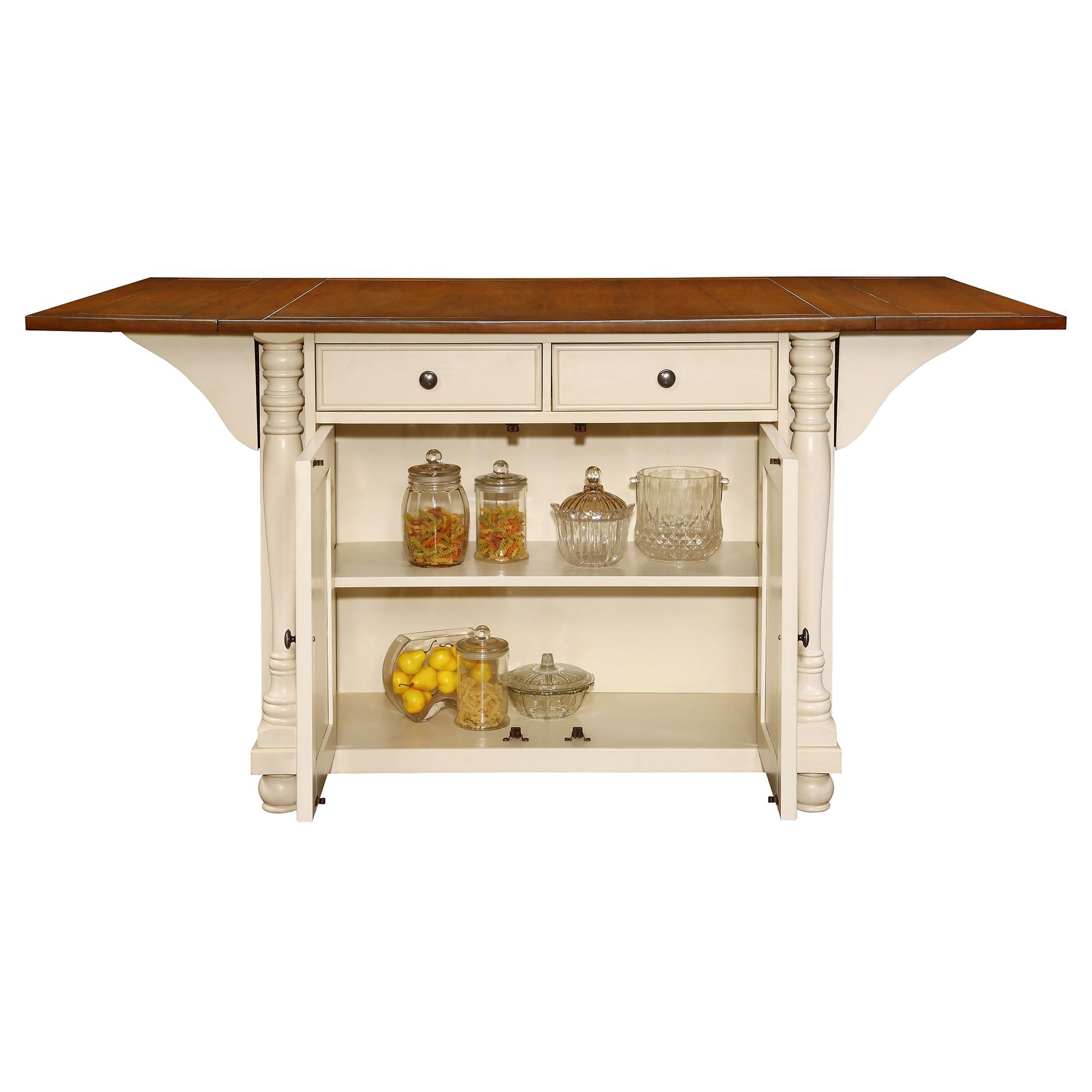 Slater 2-drawer Drop Leaf Kitchen Island Table Buttermilk