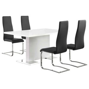 Juego de mesa de comedor Anges de 5 piezas en blanco de alto brillo y negro