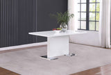 Mesa de comedor rectangular Anges de 63 pulgadas, blanca de alto brillo