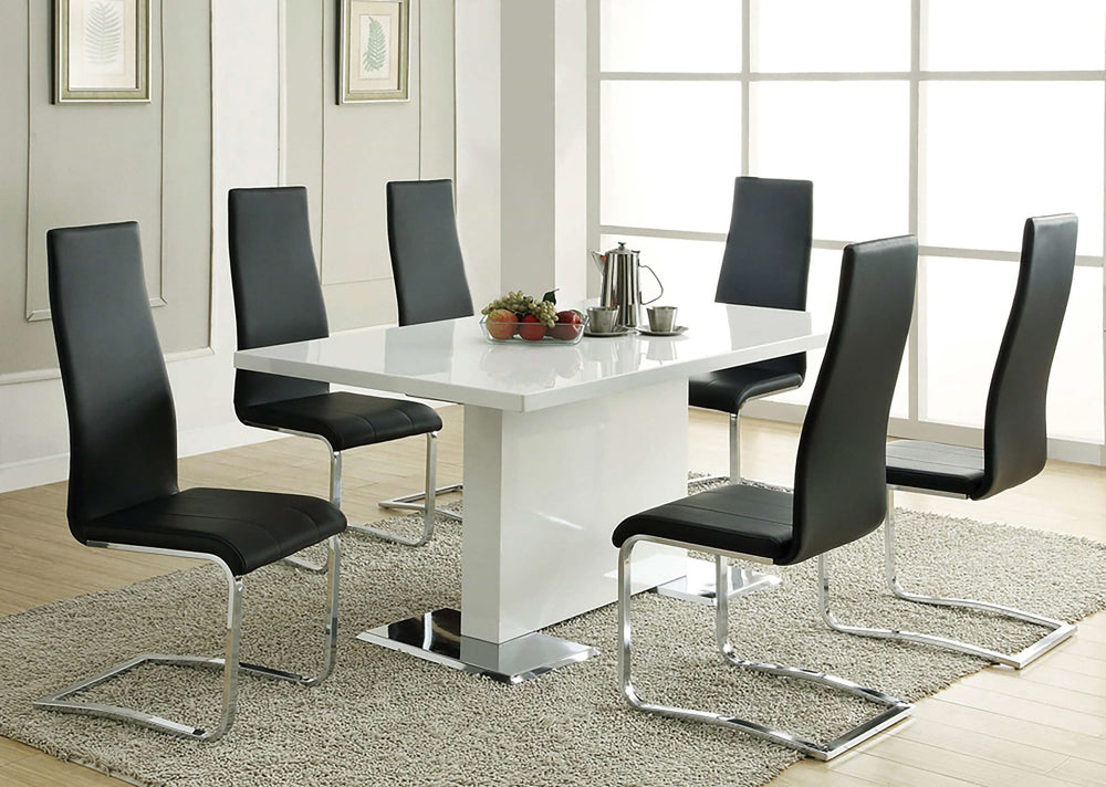 Mesa de comedor rectangular Anges de 63 pulgadas, blanca de alto brillo