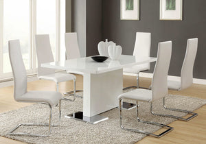 Mesa de comedor rectangular Anges de 63 pulgadas, blanca de alto brillo