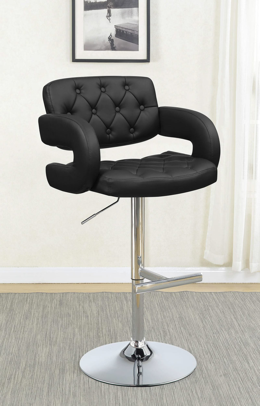 Taburete de bar ajustable Brandi negro y cromado