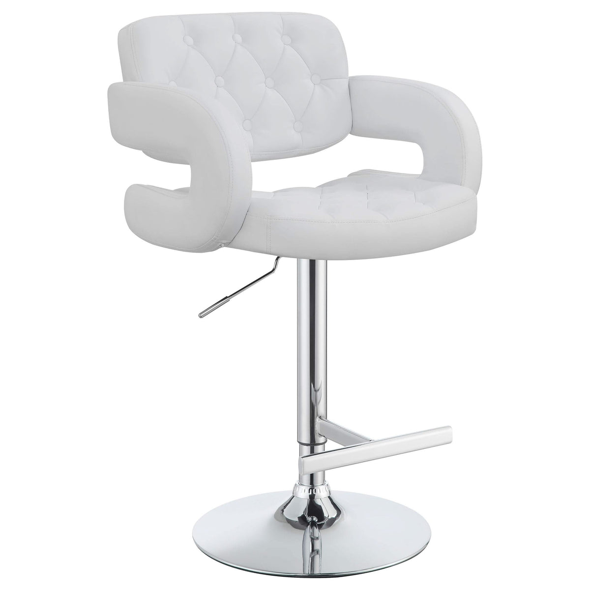 Taburete de bar ajustable Brandi cromado y blanco
