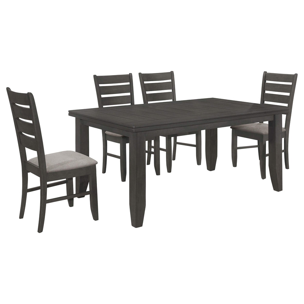 Juego de mesa de comedor rectangular Dalila de 5 piezas, gris oscuro