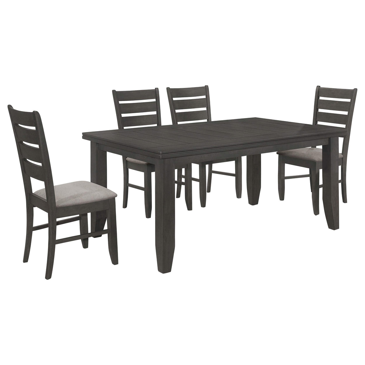 Juego de mesa de comedor rectangular Dalila de 5 piezas, gris oscuro
