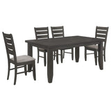 Juego de mesa de comedor rectangular Dalila de 5 piezas, gris oscuro