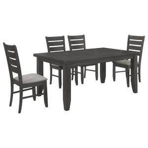 Juego de mesa de comedor rectangular Dalila de 5 piezas, gris oscuro