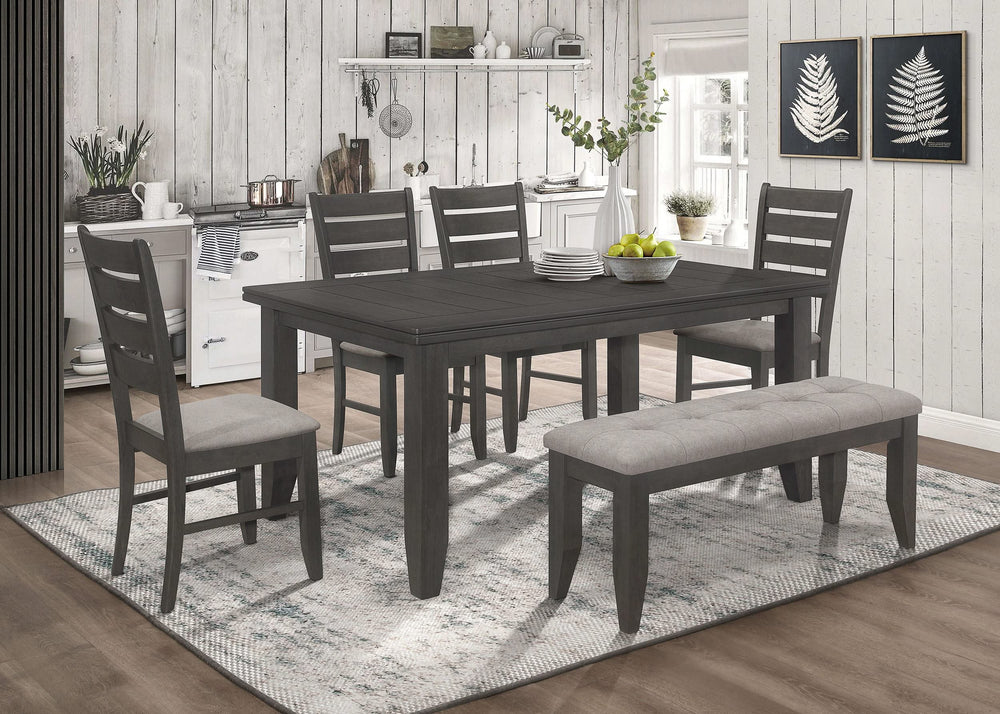 Juego de mesa de comedor rectangular Dalila de 6 piezas, gris oscuro