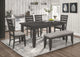 Juego de mesa de comedor rectangular Dalila de 6 piezas, gris oscuro