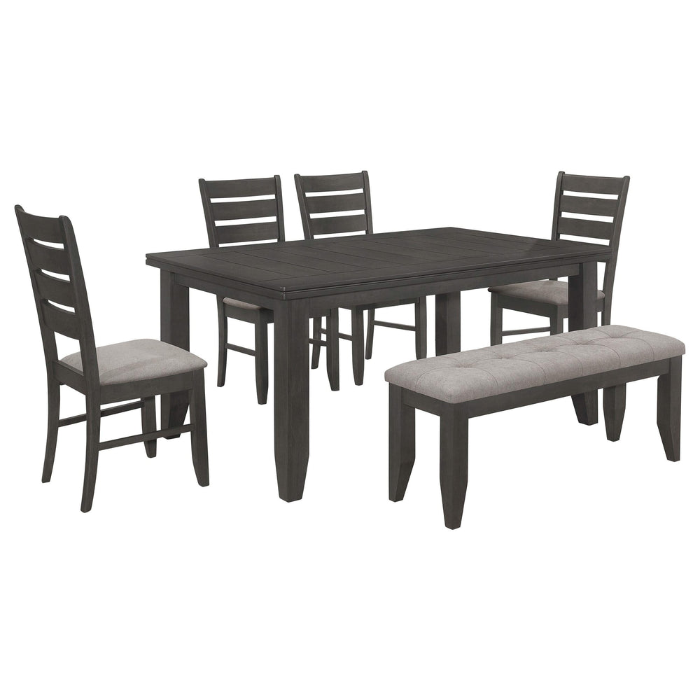 Juego de mesa de comedor rectangular Dalila de 6 piezas, gris oscuro