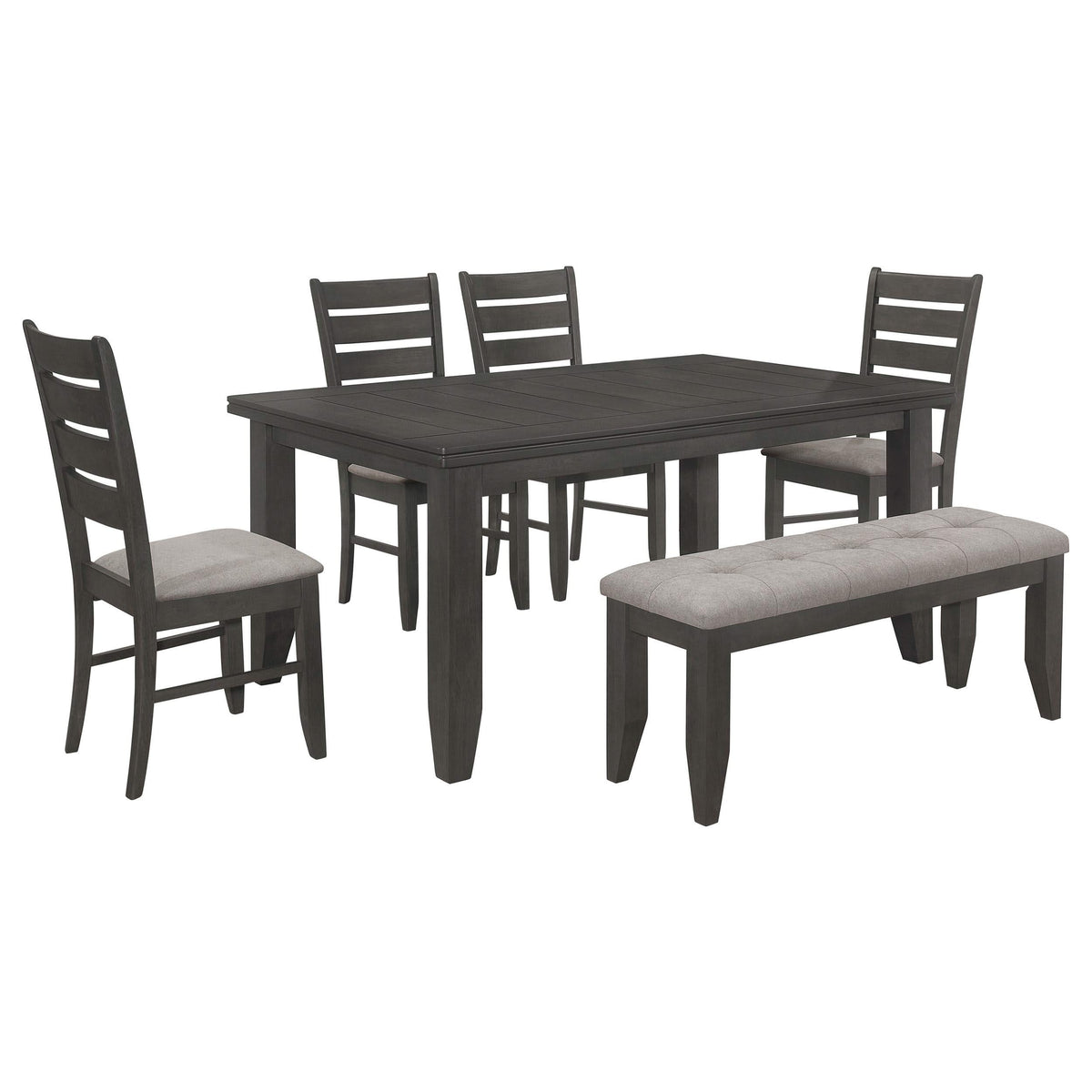 Juego de mesa de comedor rectangular Dalila de 6 piezas, gris oscuro