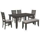 Juego de mesa de comedor rectangular Dalila de 6 piezas, gris oscuro