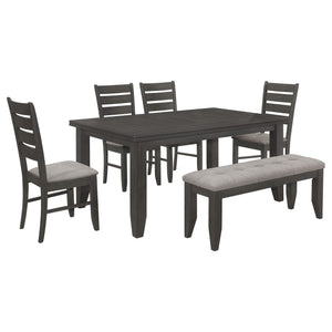 Juego de mesa de comedor rectangular Dalila de 6 piezas, gris oscuro