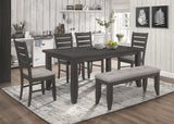 Mesa de comedor rectangular de madera Dalila de 66 pulgadas, color gris oscuro