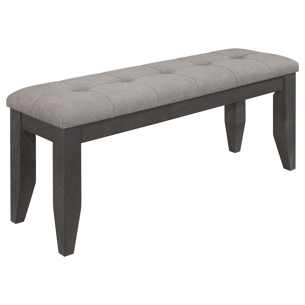 Banco de comedor Dalila de madera tapizado en tela gris oscuro