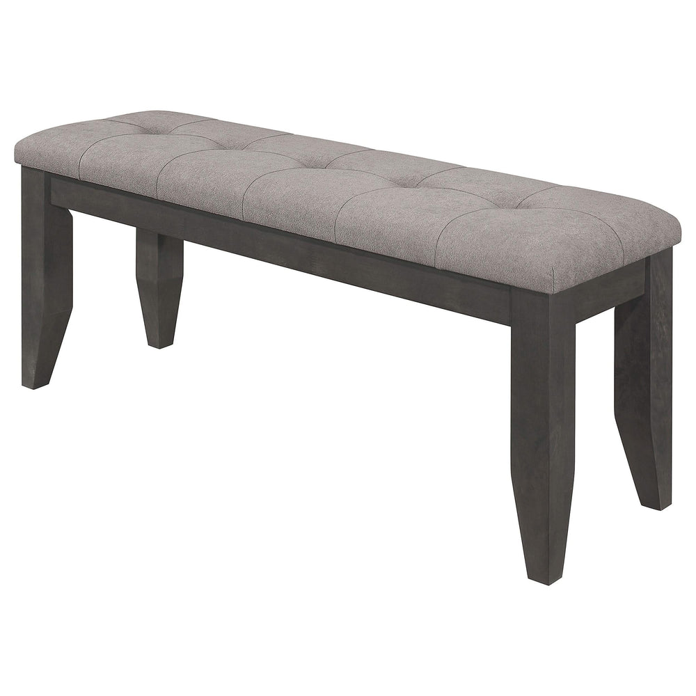 Banco de comedor Dalila de madera tapizado en tela gris oscuro