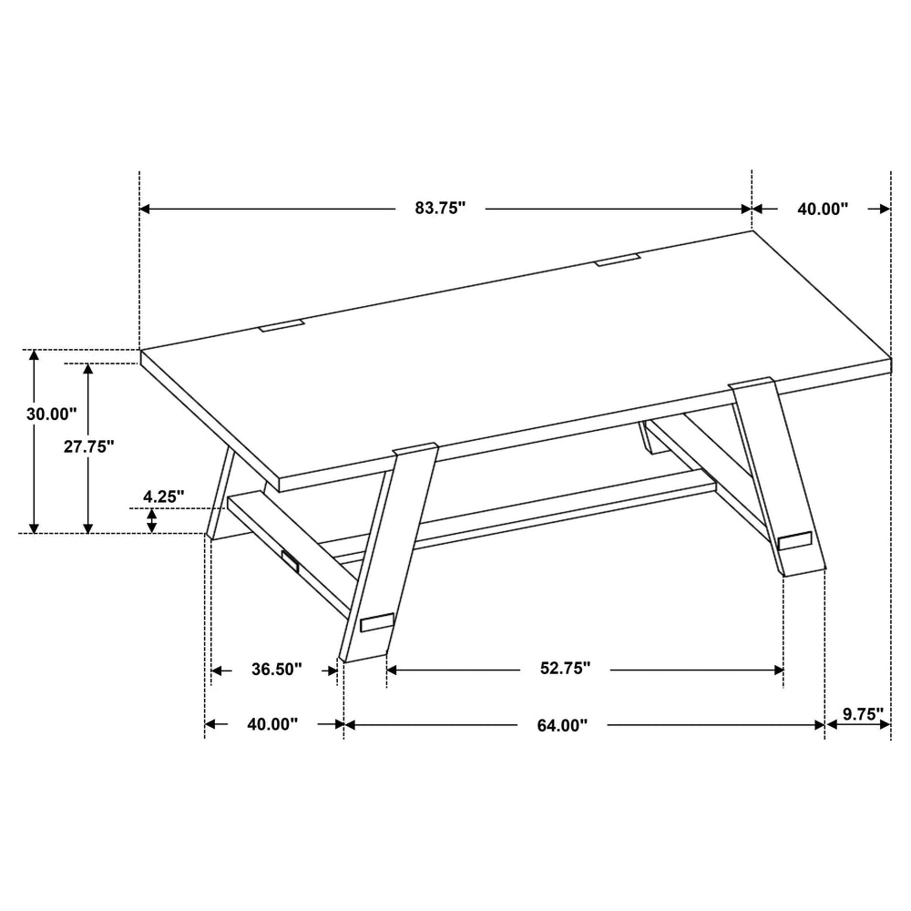 Mesa de comedor rectangular Sharon de 84 pulgadas con caballete de madera marrón