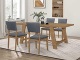 Mesa de comedor rectangular Sharon de 84 pulgadas con caballete de madera marrón