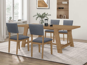 Mesa de comedor rectangular Sharon de 84 pulgadas con caballete de madera marrón