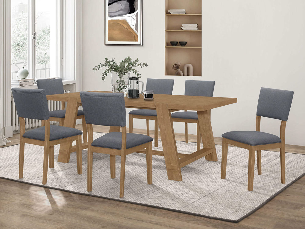 Mesa de comedor rectangular Sharon de 84 pulgadas con caballete de madera marrón