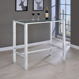 Mesa de bar rectangular Tolbert de 47 pulgadas con tapa de vidrio y cromo