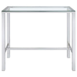 Mesa de bar rectangular Tolbert de 47 pulgadas con tapa de vidrio y cromo