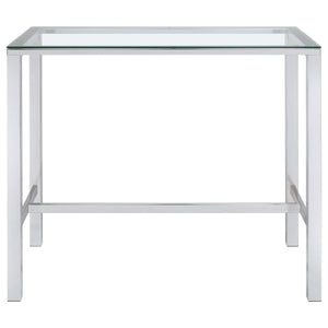 Mesa de bar rectangular Tolbert de 47 pulgadas con tapa de vidrio y cromo
